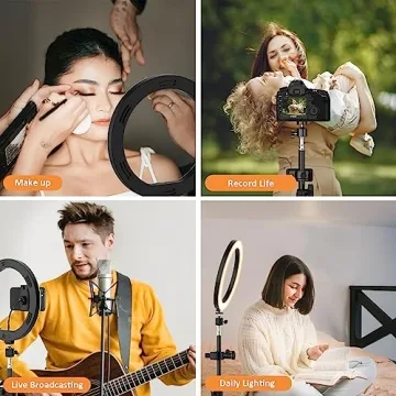 ANBES 10.2" Dimmable Ring Light with Tripod for Creators