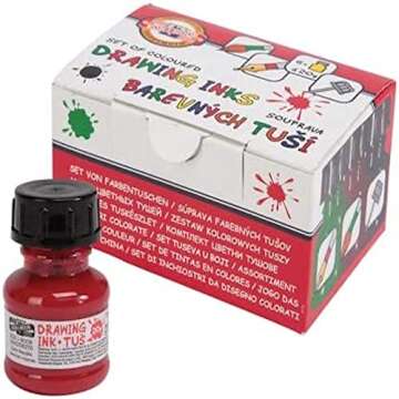 Koh-I-Noor 6 x 20 g Colored Drawing Ink Set for Creativity