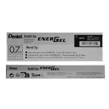 Pentel Refill Ink for EnerGel Liquid Gel Pen, (0.7mm), Metal Tip, Black Ink, Box of 12 (LR7-A)