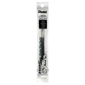 Pentel Refill Ink for EnerGel Liquid Gel Pen, (0.7mm), Metal Tip, Black Ink, Box of 12 (LR7-A)