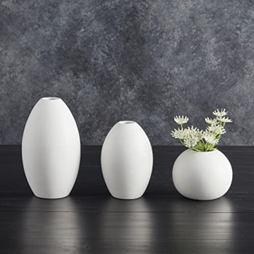 47th & Main Ceramic Round Vases Set of 3 - Matte White