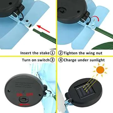 Metal Gnome Garden Stake Decor, 23” Garden Gnomes Decoration with 13 LEDs Flowers for Outdoor Yard Patio Decorative (Blue)