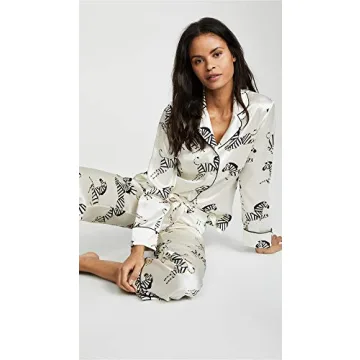 Olivia Von Halle Women's Lila Zebra Print Silk Pajama Set