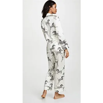 Olivia Von Halle Women's Lila Zebra Print Silk Pajama Set