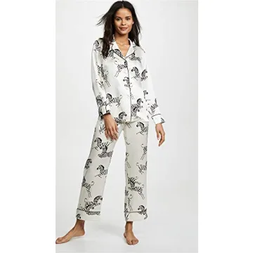 Olivia Von Halle Women's Lila Zebra Print Silk Pajama Set