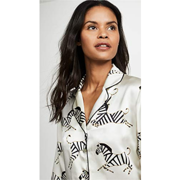 Olivia Von Halle Women's Lila Zebra Print Silk Pajama Set