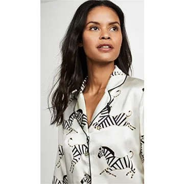 Olivia Von Halle Women's Lila Zebra Print Silk Pajama Set