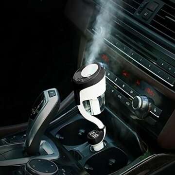 Vyaime Car Diffuser Humidifier, Essential Oil Aromatherapy Diffusers, Ultrasonic Cool Mist Humidifier for Vehicle Automobile(Black)