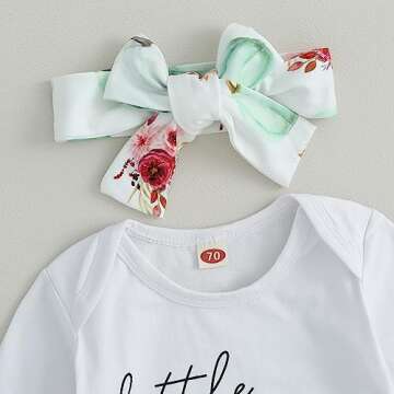 FIOMVA My First Halloween Outfits Newborn Baby Girl Boy Pumpkin Romper Onesie+Long Pants Hat Headband Set Cute Fall Clothes (White Little Pumpkin, 0-3 Months)