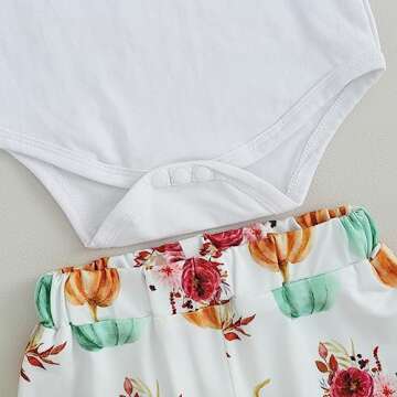 FIOMVA My First Halloween Outfits Newborn Baby Girl Boy Pumpkin Romper Onesie+Long Pants Hat Headband Set Cute Fall Clothes (White Little Pumpkin, 0-3 Months)