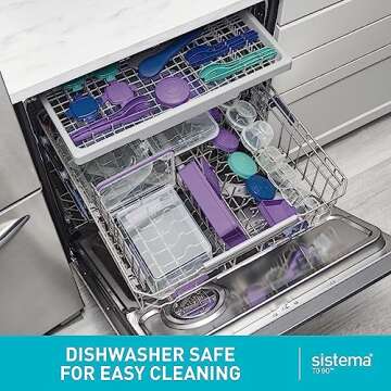 Sistema 5-Piece Food Storage Containers with 3 Compartments and Lids for Meal Prep, Dishwasher Safe, 27oz, Pack of 5 - Colors may vary