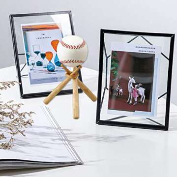 TIHOOD 1 Pack Baseball Stand Baseball Stand Holder Wooden Base Ball Stand Display Holder