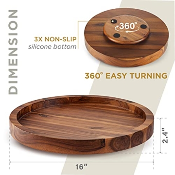 TIDITA 16" Acacia Wood Lazy Susan for Stylish Serving Tray