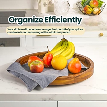 TIDITA 16" Acacia Wood Lazy Susan for Stylish Serving Tray