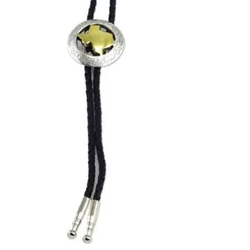 M & F Western Men's Round Texas Bolo Tie Silver Gold Plated, One size