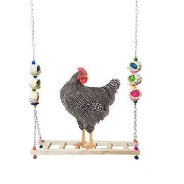 Vehomy Chicken Swing Chicken Perch Chicken Wood Ladder Stand Chicken Toy for Hens Handmade Chicken C...