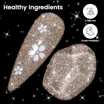 YTD Likomey Reflective Glitter Gel Nail Polish,15ml Champagne Gold Flash Diamond Shimmer Nails Gel,Sparkly Shiny Salon Home Nail Art Manicure UV Nail Gel,SZ012