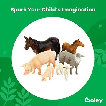 Boley Farm Animal Figurines - 15 Fun Plastic Toys for Kids