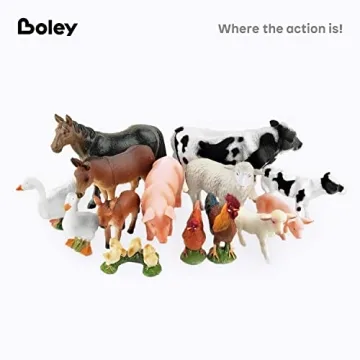 Boley Farm Animal Figurines - 15 Fun Plastic Toys for Kids