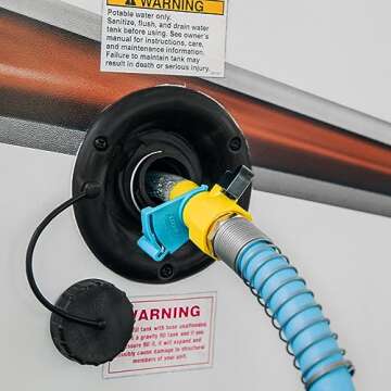 Camco RV Water Tank Filler with Shutoff Valve - Quickly and Efficiently Helps Fill Your Water Tank and Eliminate Line Backflow - Features a 5/8" Tube (40003)