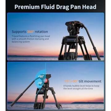 Heavy Duty Video Tripod with Fluid Head for Creators