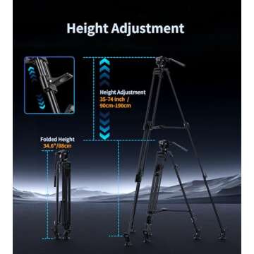 Heavy Duty Video Tripod with Fluid Head for Creators