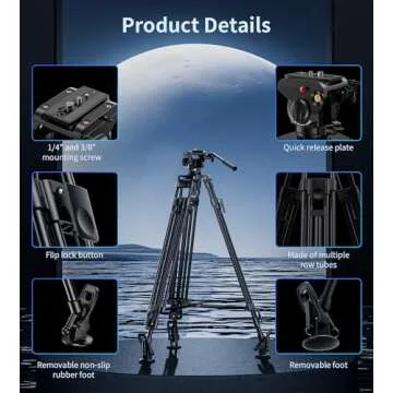 Heavy Duty Video Tripod with Fluid Head for Creators