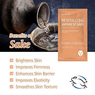 GLAM UP Sheet Mask Revitalizing Japanese Sake (10 sheets) - Enhance Radiance