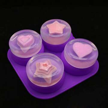 Mose Cafolo 2 Pcs Glossy Silicone Molds 4 Cavity Round Shaped Mold for Soap Making Supplies DIY Bath Bombs Shower Steamer Lotion Bars…
