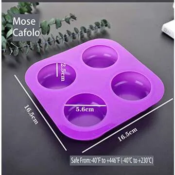 Mose Cafolo 2 Pcs Glossy Silicone Molds 4 Cavity Round Shaped Mold for Soap Making Supplies DIY Bath Bombs Shower Steamer Lotion Bars…