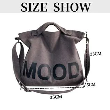 SOYMWIN Canvas Tote Bag,Crossbody Shoulder Tote Bag for Women and Men Zipper Messenger Bag Travel Sh...