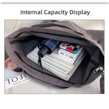 SOYMWIN Canvas Tote Bag,Crossbody Shoulder Tote Bag for Women and Men Zipper Messenger Bag Travel Shoulder Bags Handbags (Brown)