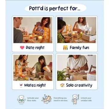 Pott'd Air Dry Clay for Adults. Beginners Home Pottery Kit for Adults. DIY Craft Kit for Adults. Kit Includes: Air-Dry Clay for Adults, Tools, Paints, Brushes, Sealant, How-to-Guides