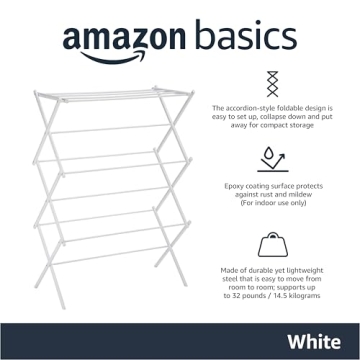 Efficient Amazon Basics Foldable Laundry Rack for Air Drying