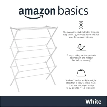 Efficient Amazon Basics Foldable Laundry Rack for Air Drying