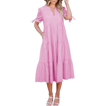 Flattering ECOWISH Women Summer Casual Dress with Pockets