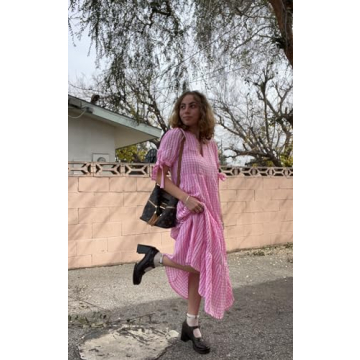 ECOWISH Women Casual Dress - V Neck Summer Midi Dress