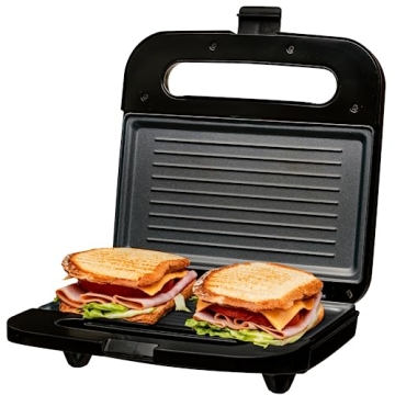 OVENTE Compact Electric Panini Press Grill in Black