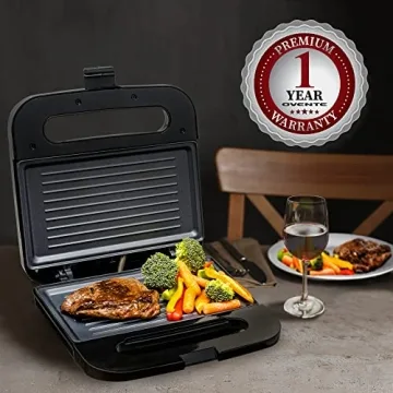 OVENTE Compact Electric Panini Press Grill in Black
