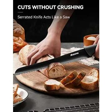 MIDONE Knife Set, 7 Pieces German Stainless Steel Kitchen Knife Set, with Sharpener & Acrylic Stand, Black