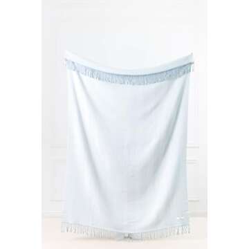 Premium Coastal Throw Blanket for Sofa & Patio - Baby Blue
