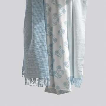 Premium Coastal Throw Blanket for Sofa & Patio - Baby Blue