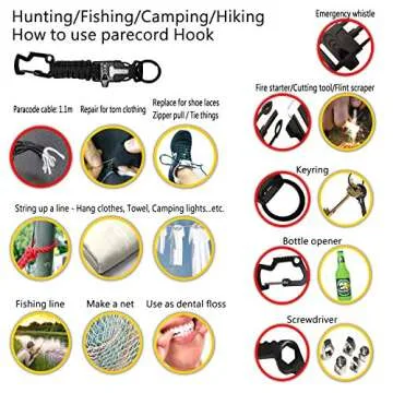 Tactical Style Travel Money Belts - Hidden Pocket Concealed Zipper Nylon Belt for Man Waist Below 42 Inches Included EDC Paracord Keychain 2 Items in Pack - Black