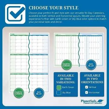 36" x 24" Sky Blue Vertical 90-Day Task, Goals and Objective Erasable Calendar - Large Wall Planner for Home, Office, School - Ideal for Scheduling, Budget Organization - Complete with fine tip dry-erase marker and eraser
