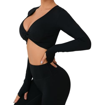Stylish Women’s Long Sleeve Yoga Crop Top with Thumb Holes