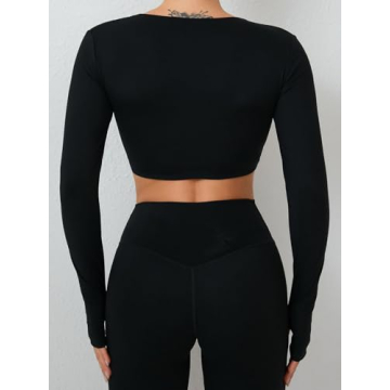 Stylish Women’s Long Sleeve Yoga Crop Top with Thumb Holes