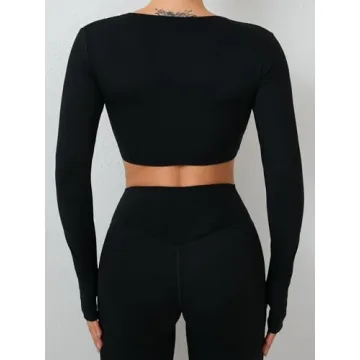 Stylish Women’s Long Sleeve Yoga Crop Top with Thumb Holes