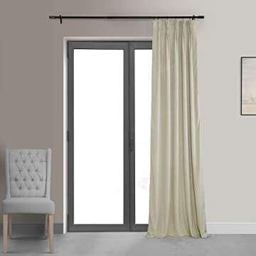 HPD Half Price Drapes Velvet Blackout Curtains/Drapes - 120 Inches Long 1 Panel Blackout Curtain Signature Pleated for Living Room & Bedroom - 25W X 120L, Off White