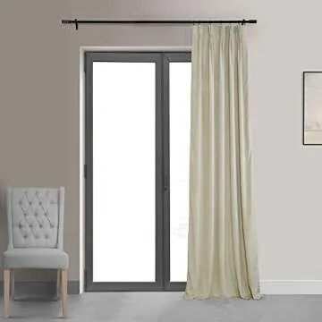 HPD Half Price Drapes Velvet Blackout Curtains/Drapes - 120 Inches Long 1 Panel Blackout Curtain Signature Pleated for Living Room & Bedroom - 25W X 120L, Off White