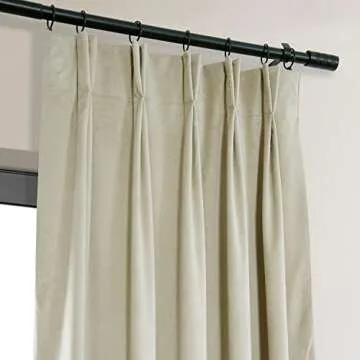 HPD Half Price Drapes Velvet Blackout Curtains/Drapes - 120 Inches Long 1 Panel Blackout Curtain Signature Pleated for Living Room & Bedroom - 25W X 120L, Off White
